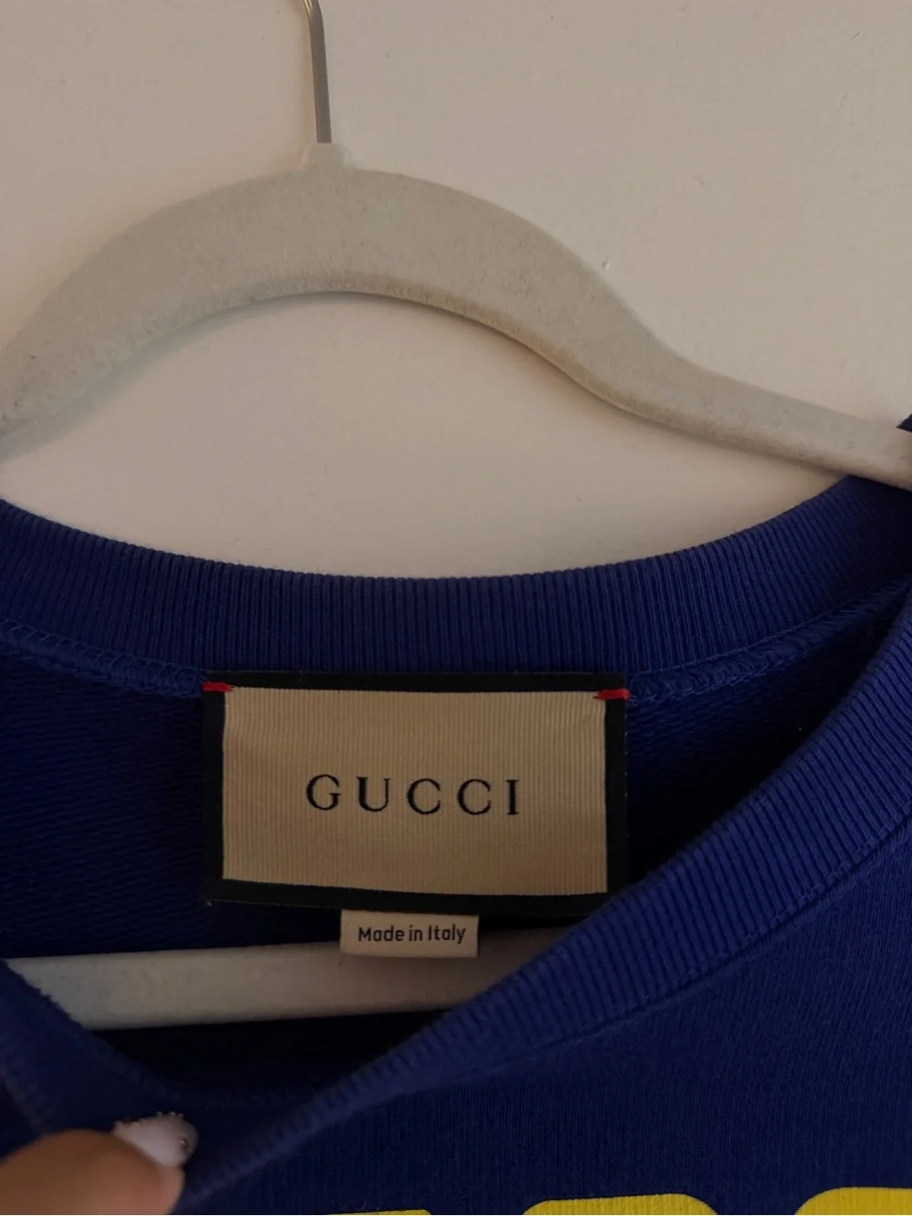 Gucci Royal Blue Crewneck with Yellow 'Gucci Lemon' Graphic